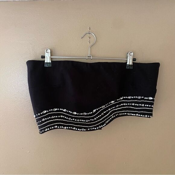 NWT NBD Bruna Embellished Bra Top Black silver rhinestone cropped Revolve S - Picture 5 of 12